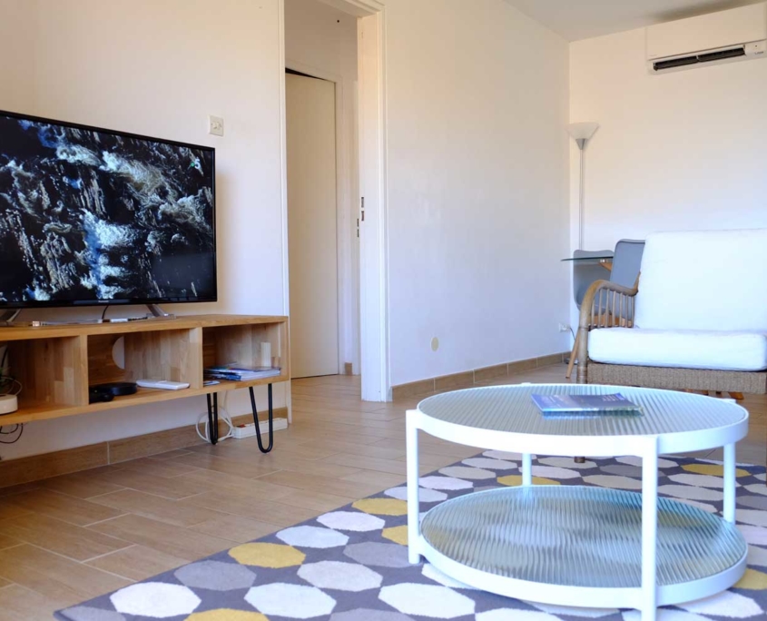 Location appartement de vacances à Saint Mandrier-sur-Mer dans le Var, à 5 minutes de la plage : salon TV
